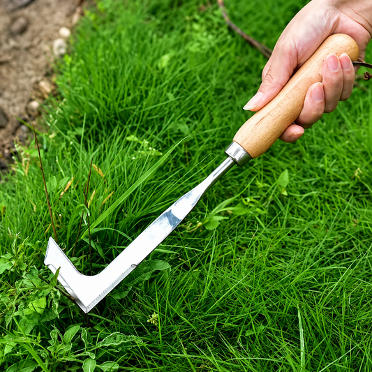 Crevice weeder removing weeds from grass and garden edges