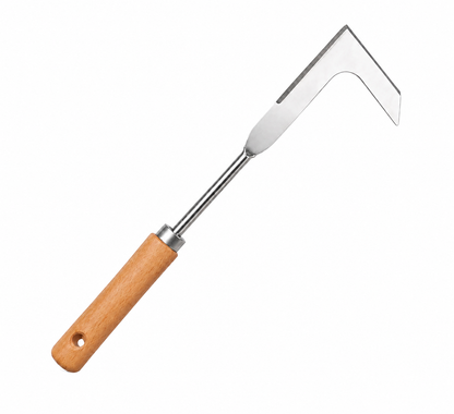 RootSnap crevice weeder hand tool with wooden handle